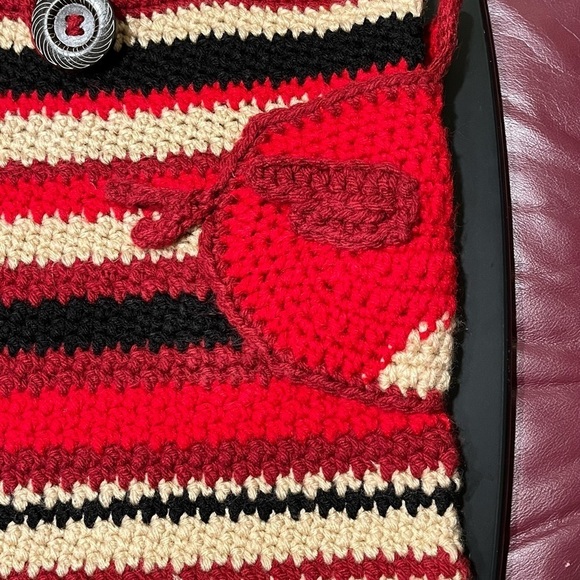 Y2K Retro ANGRY BIRDS Knit Crochet BOHO Double Strap Tote Bag Purse RARE - Picture 9 of 16